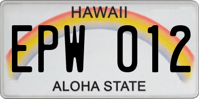 HI license plate EPW012
