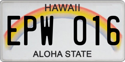 HI license plate EPW016
