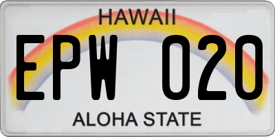 HI license plate EPW020