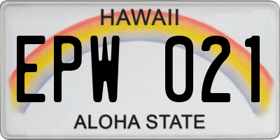 HI license plate EPW021