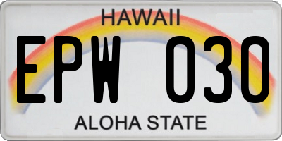 HI license plate EPW030