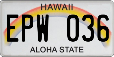 HI license plate EPW036