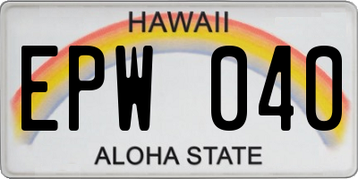 HI license plate EPW040