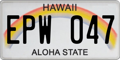 HI license plate EPW047