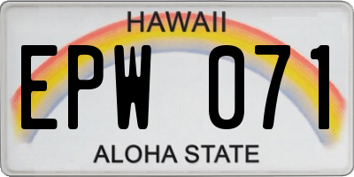 HI license plate EPW071