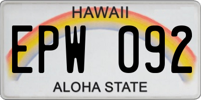 HI license plate EPW092