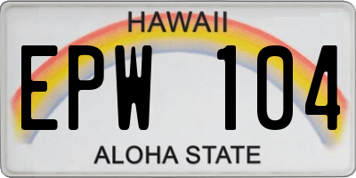 HI license plate EPW104