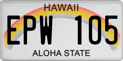 HI license plate EPW105