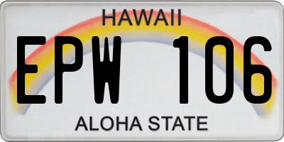 HI license plate EPW106