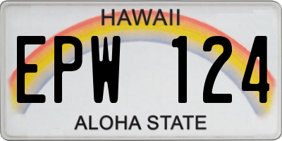 HI license plate EPW124
