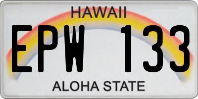 HI license plate EPW133