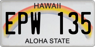 HI license plate EPW135