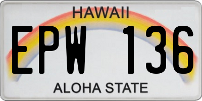 HI license plate EPW136