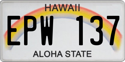 HI license plate EPW137