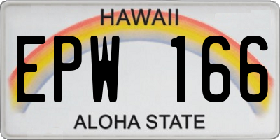 HI license plate EPW166