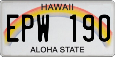 HI license plate EPW190