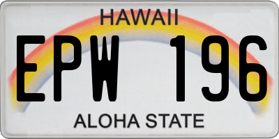 HI license plate EPW196