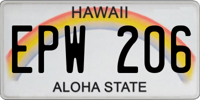 HI license plate EPW206