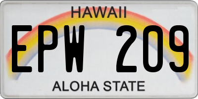 HI license plate EPW209