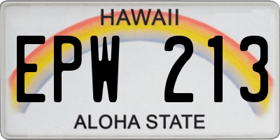 HI license plate EPW213