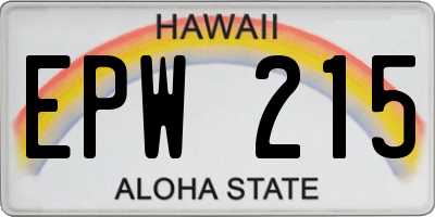 HI license plate EPW215