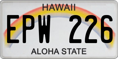 HI license plate EPW226
