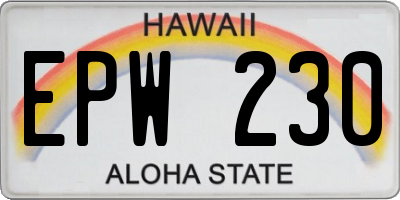 HI license plate EPW230