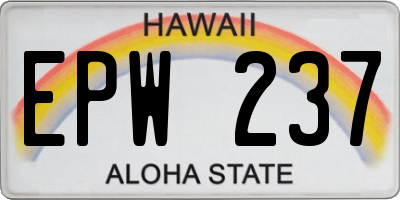 HI license plate EPW237