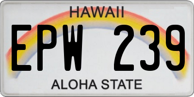 HI license plate EPW239