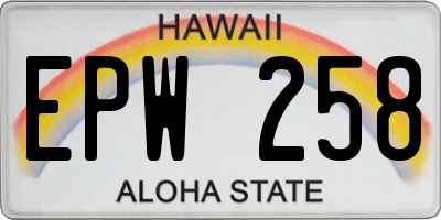 HI license plate EPW258
