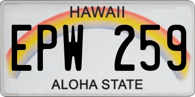 HI license plate EPW259