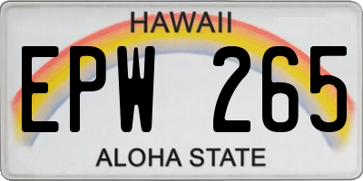 HI license plate EPW265