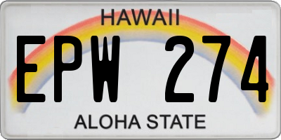 HI license plate EPW274