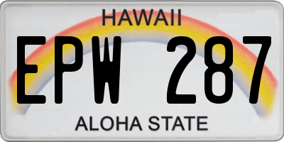 HI license plate EPW287