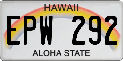 HI license plate EPW292