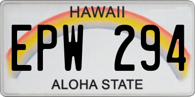 HI license plate EPW294