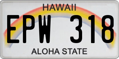 HI license plate EPW318
