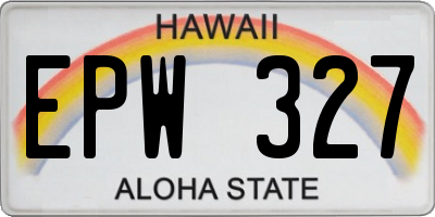 HI license plate EPW327
