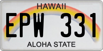 HI license plate EPW331