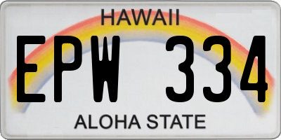 HI license plate EPW334