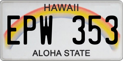 HI license plate EPW353