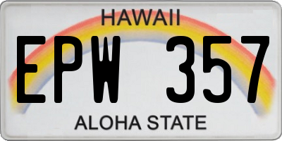 HI license plate EPW357