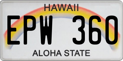 HI license plate EPW360