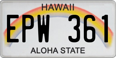 HI license plate EPW361