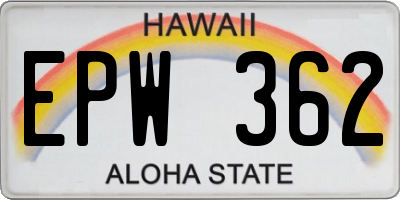 HI license plate EPW362