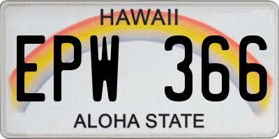 HI license plate EPW366