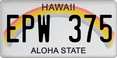 HI license plate EPW375