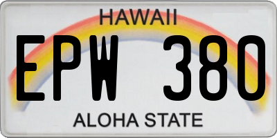 HI license plate EPW380