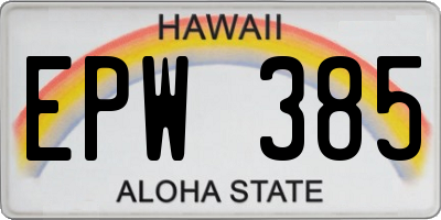 HI license plate EPW385
