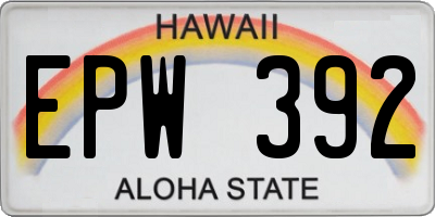 HI license plate EPW392